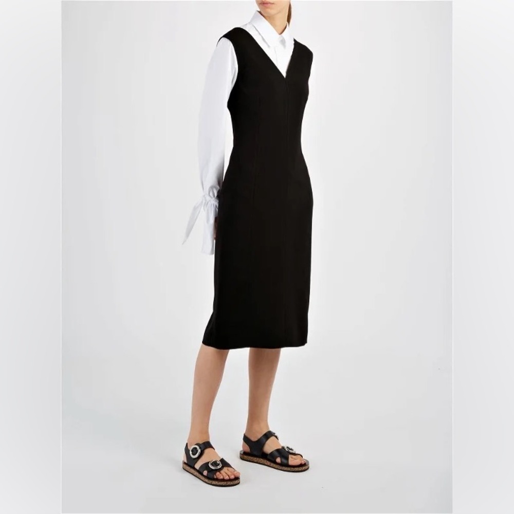 Joseph || Stretch Flou Dana Dress Crepe Little Black Dress Sheath Pencil LBD 38‎